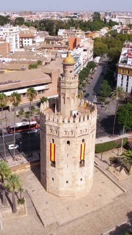 aerial view of the torre del oro in seville, spain