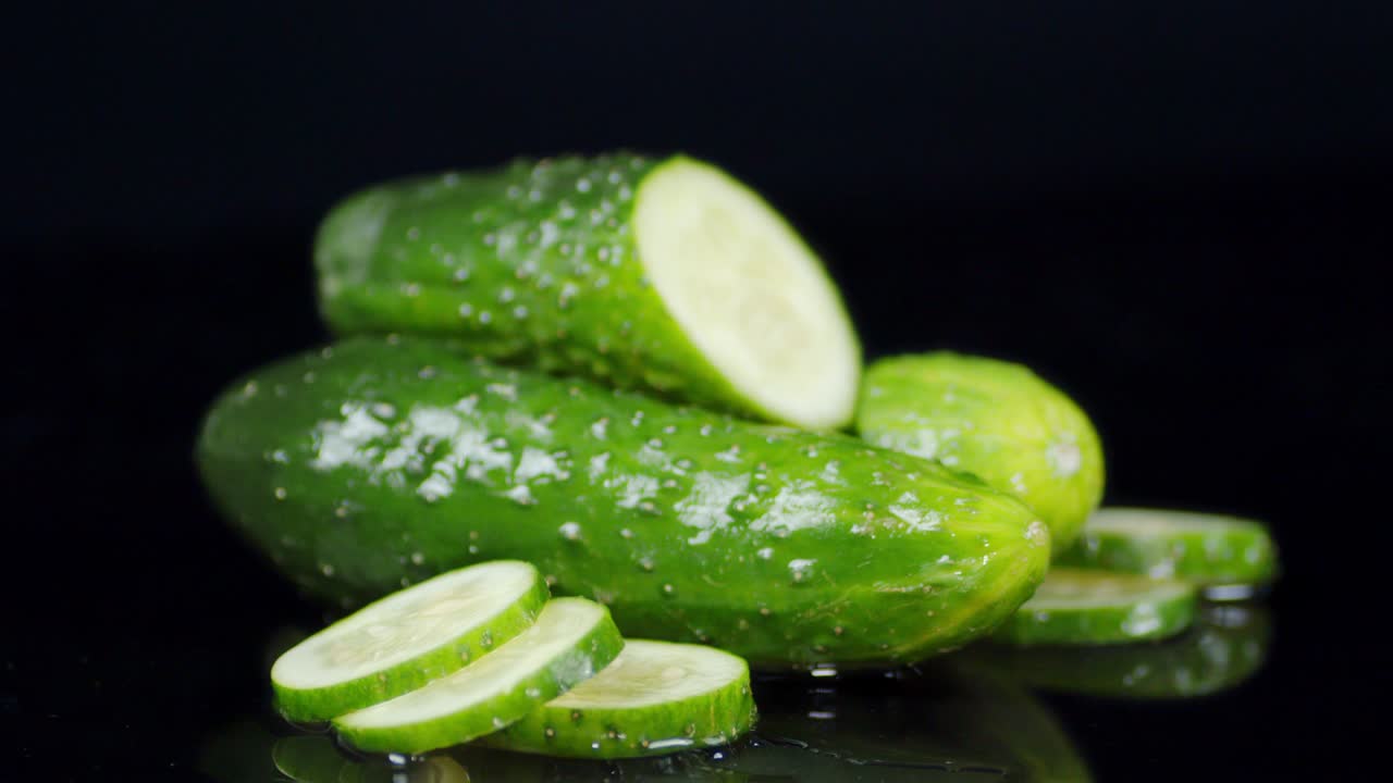 신선한 어린 호박은 천천히 회전합니다.