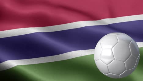 flag of gambiya and soccer ball - gambiya flag high detail - national flag gambiya wave pattern loopable elements - fabric texture and endless loop - soccer ball and flag