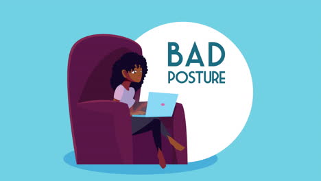 woman using laptop work at home campaign animation