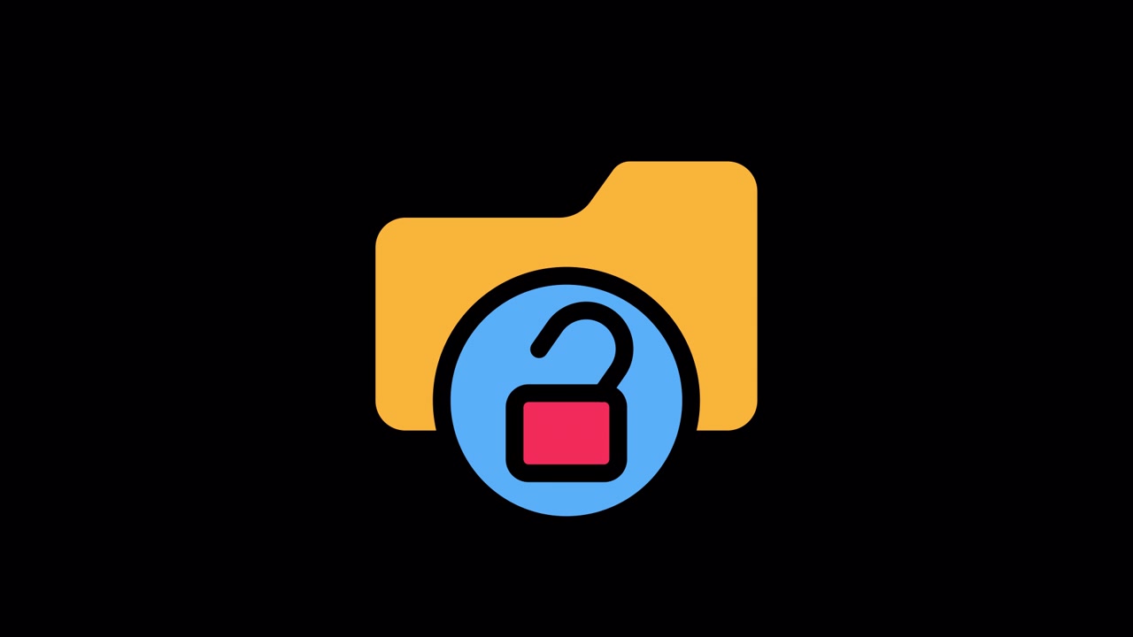 Animated Folder Icon with Locking and Unlocking Padlock