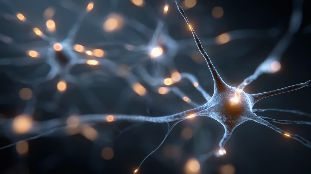 A Stunning Close-up of Neurons Illuminated in a Dark Background, Showcasing the Intricate Connectivity and Activity of the Nervous System