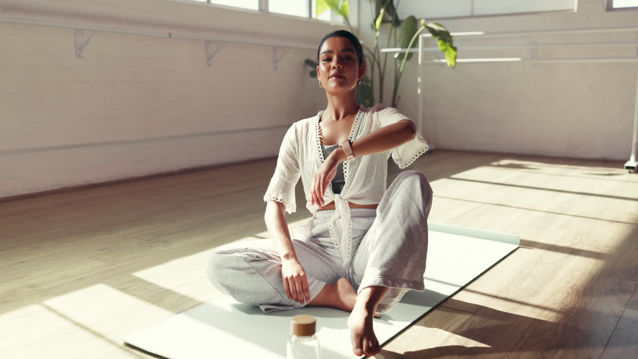 Woman doing yoga and meditation at home