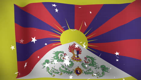 animation of white stars over flag of tibet