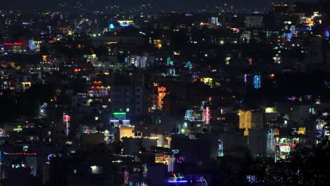 the beautiful colored lights in the city of kathmandu during the diwali festival