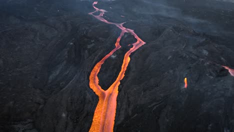 Drone-Volando-Sobre-Las-Corrientes-De-Lava-De-Cumbre-Vieja