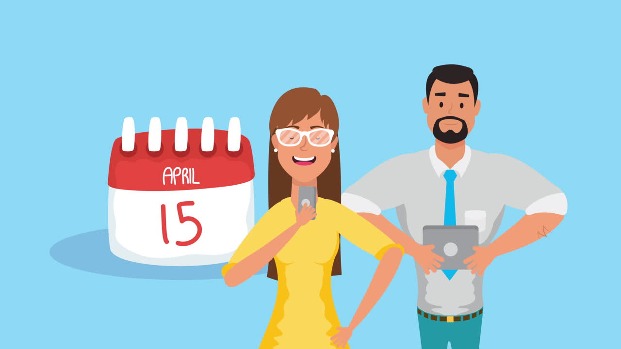 young businesswoman with calendar character