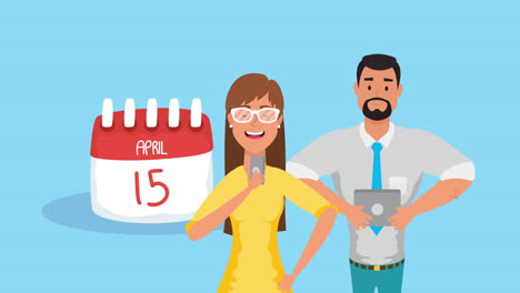 joven mujer de negocios con carácter de calendario