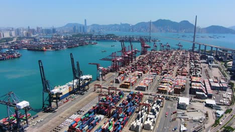 commercial port terminal of hong kong, aerial view