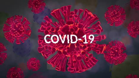 animation of covid 19 cells over covid 19 text