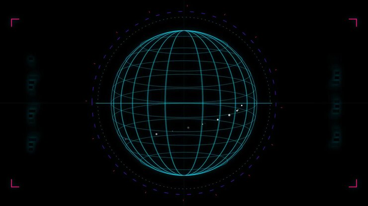 Digital Wireframe Globe HUD Interface Animation