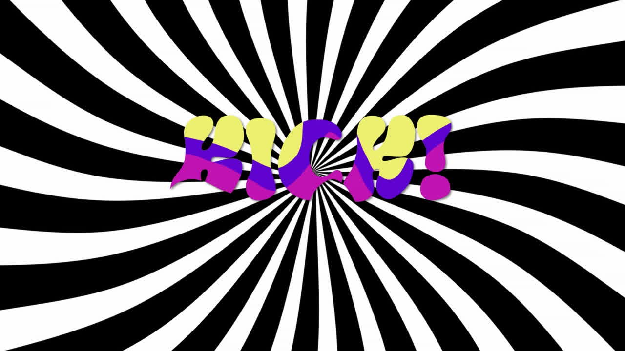 검은색 배경의 모양 위에 키크 텍스트의 애니메이션