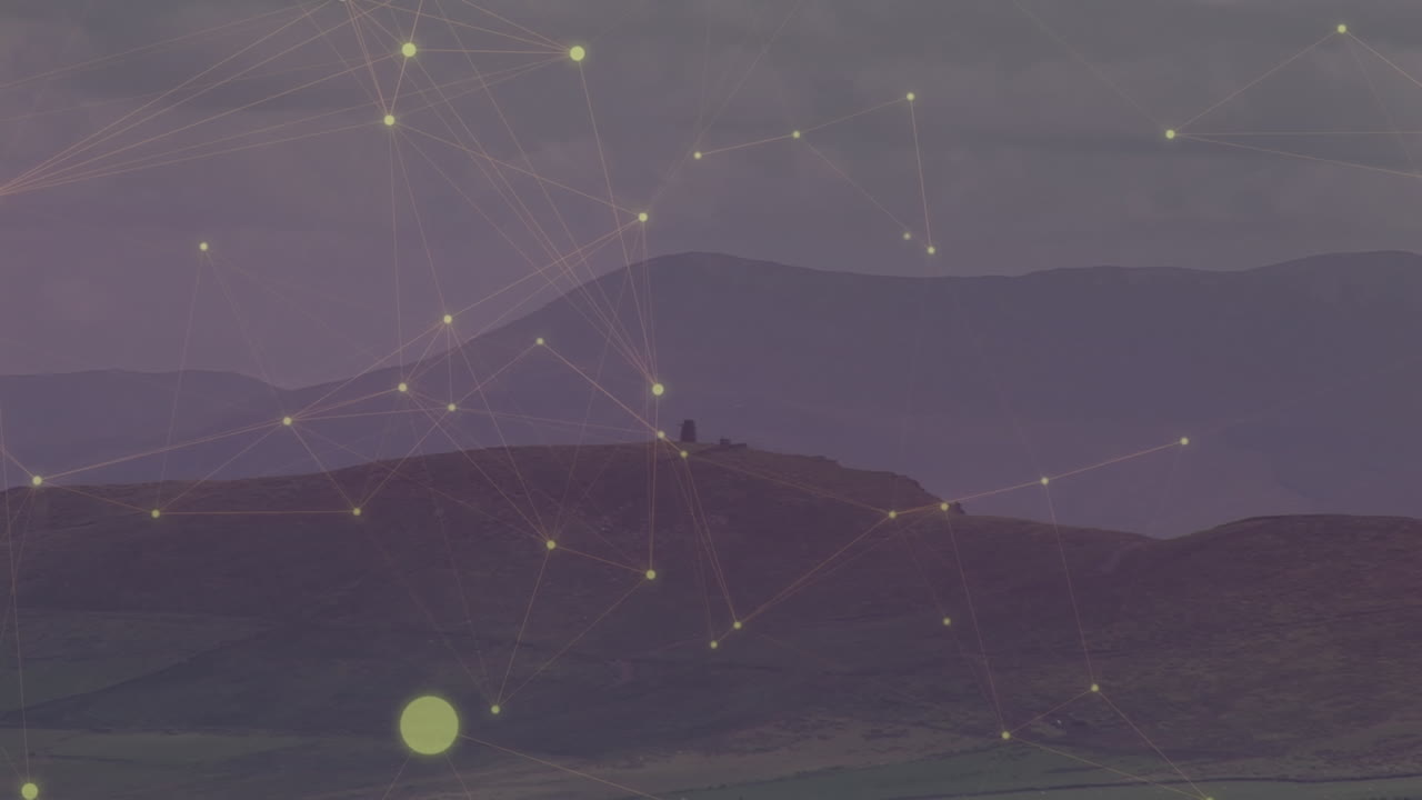 animación de la red de conexiones sobre el paisaje