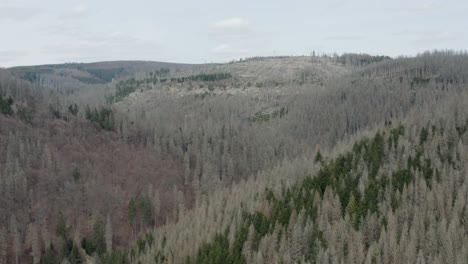 drone aerial views of the harz national park in central germany