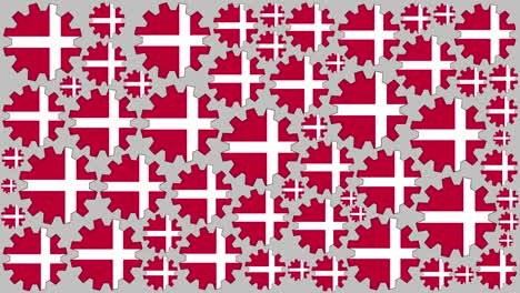 danish flag gears spinning background