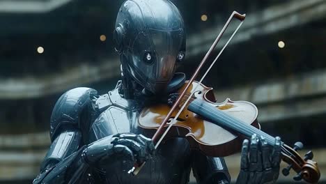 robot playing violin