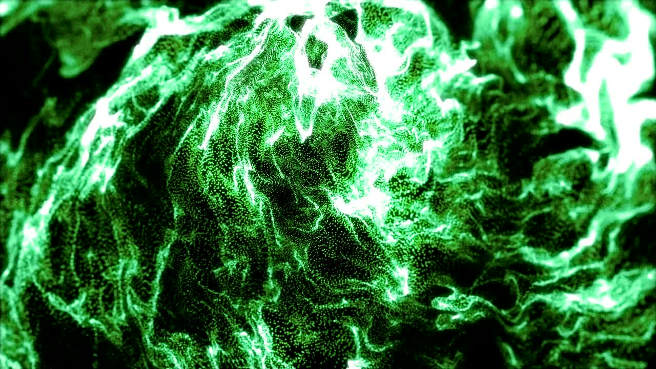 4k зеленые частицы бесперебойный фон