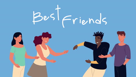 best friends animation with interracial persons