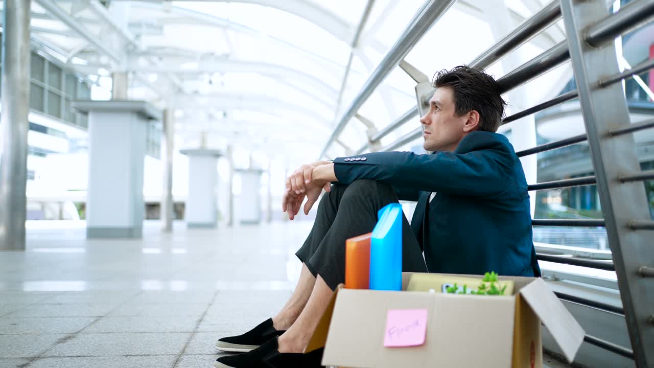 empresario deprimido siendo despedido perdió el trabajo