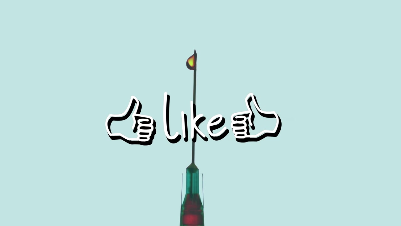 Animation of like text over syringe with liquid