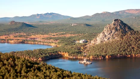 blue bay burabay forest autumn time lapse zoom out