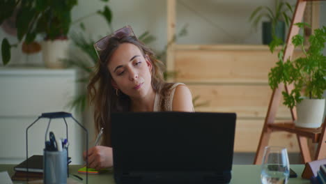 depressed businesswoman in office