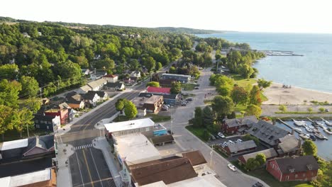 settlements in traverse city overlooking suttons bay through m-22 road in michigan usa