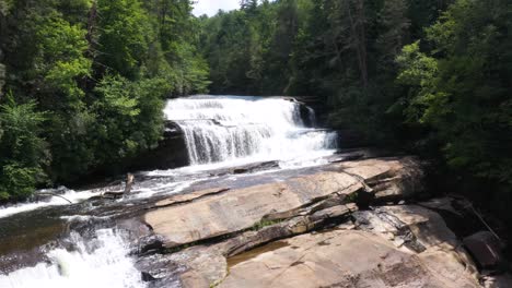 scenic nature landscape of cascading waterfall in north carolina mountains