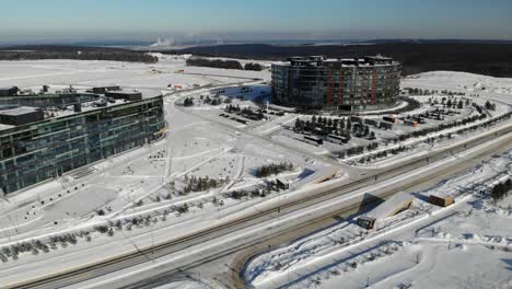 business center in innopolis near kazan tatarstan. at winter with snow. aerial