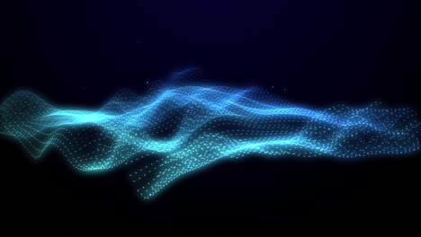 abstract glowing blue wave animation. flowing particles, dark abstract looped background, screensaver, live wallpaper. cyber or technology concept. futuristic data stream. dynamic stock footage