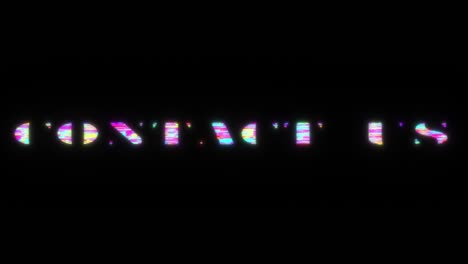 contact us colorful text word flicker light animation loop with glitch text effect. 4k 3d seamless looping contact us glitch effect element for intro, title banner. colorful retro gaming console style.