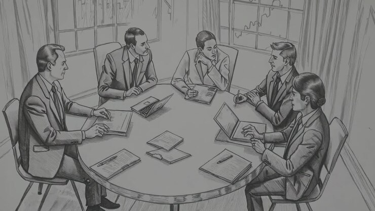 Sketch-style video concept of a business meeting