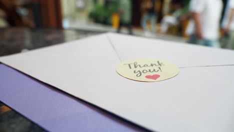 thank you note on envelope
