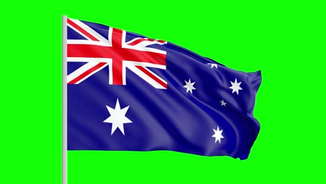 national flag of australia waving in the wind on green screen with alpha matte