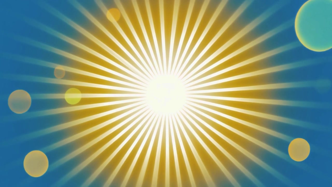 Abstract Sunburst Background with Floating Bokeh Circles
