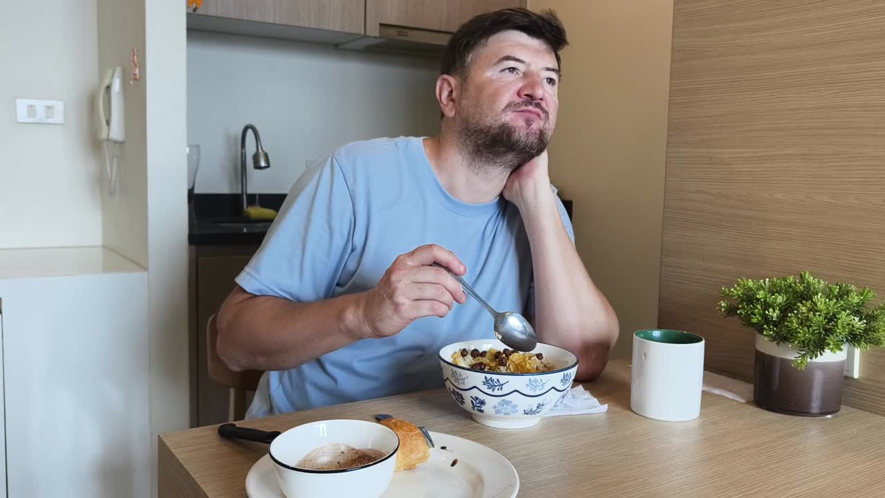 Man having breakfast at a table