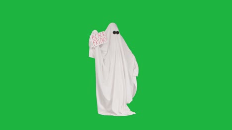 fantasma con el letrero del viernes negro en la pantalla verde
