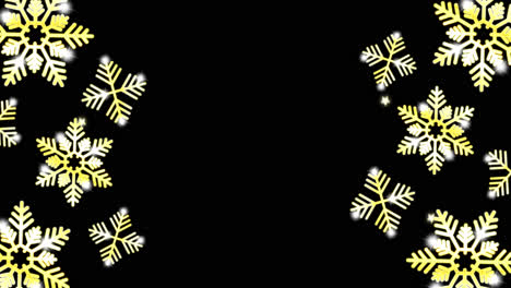 glowing snowflakes on black background