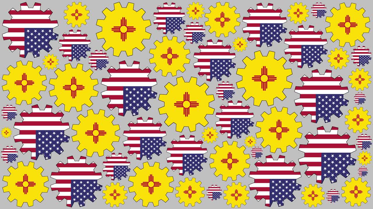 미국과 뉴멕시코 발 기어 스피닝 배경