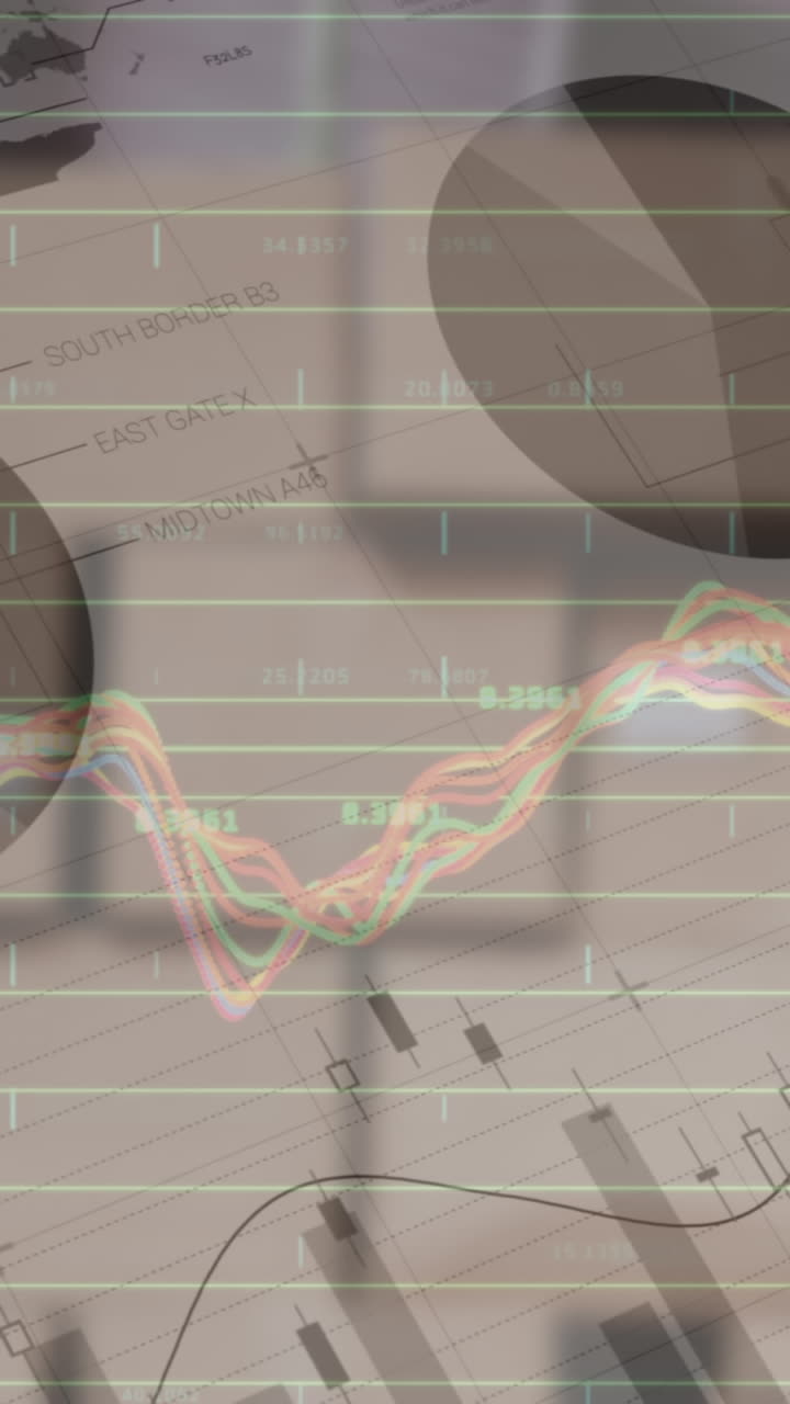 animación del procesamiento de datos financieros en un almacén vacío