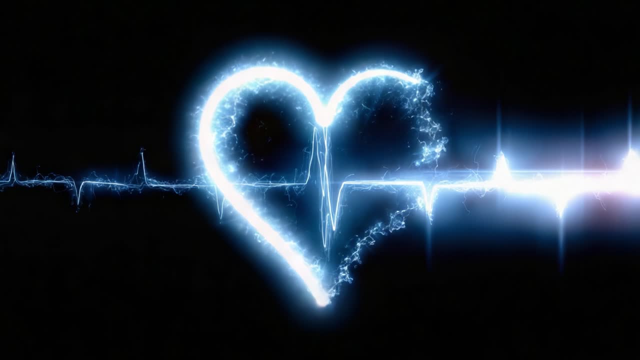 Una vibrante rappresentazione di amore e vita: un motivo animato di battito cardiaco a forma di cuore su uno sfondo scuro, che simboleggia emozione e vitalità.