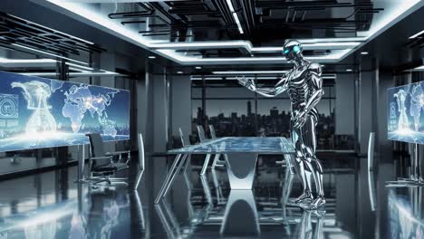 robot in a futuristic meeting room