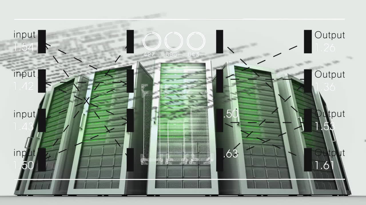 Animation of financial data processing over computer servers