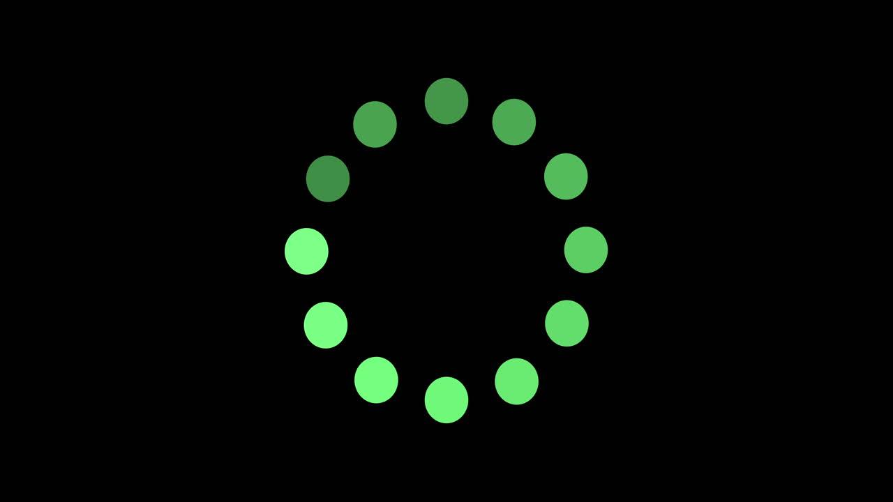 Loading animation with green circles