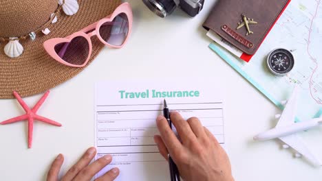 travel accessories and items with travel insurance application form