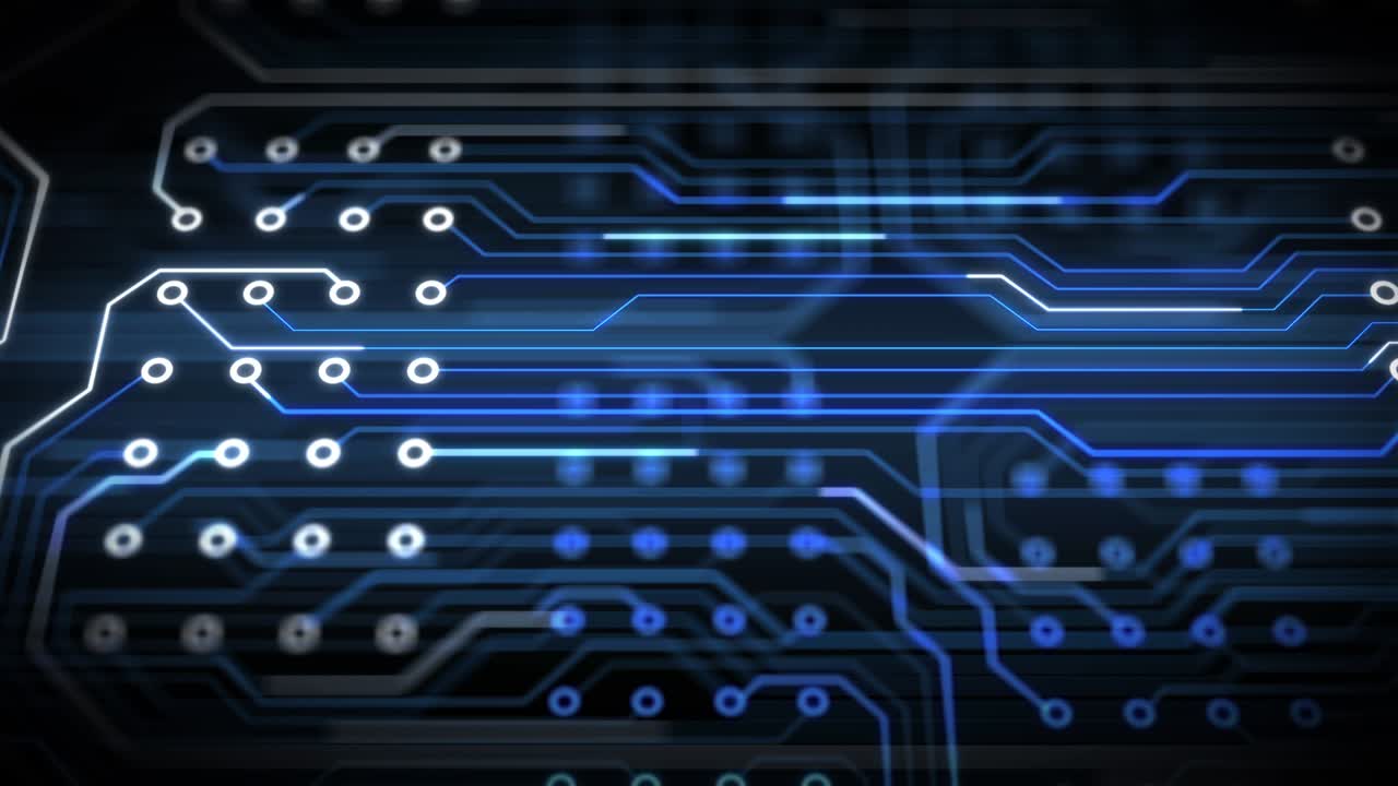 Blue Technology Looped Background with Circuit Board Looped Animation