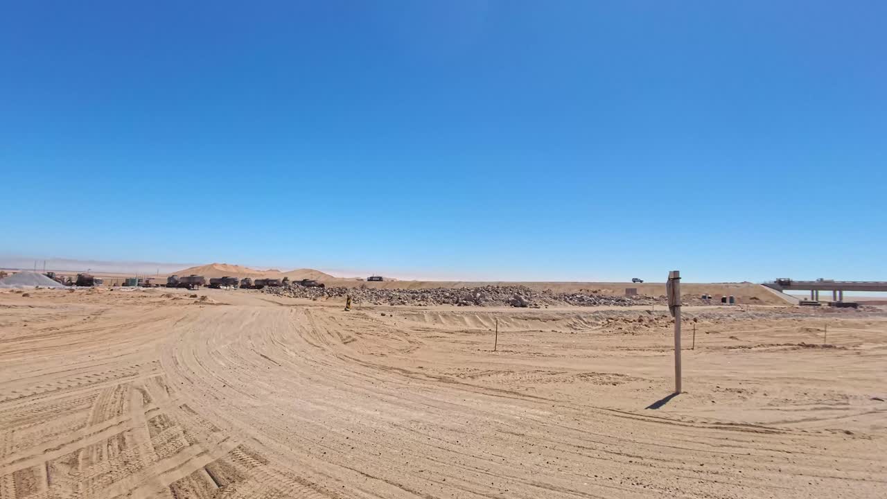 Desert Landscape with Bridge and Infrastructure