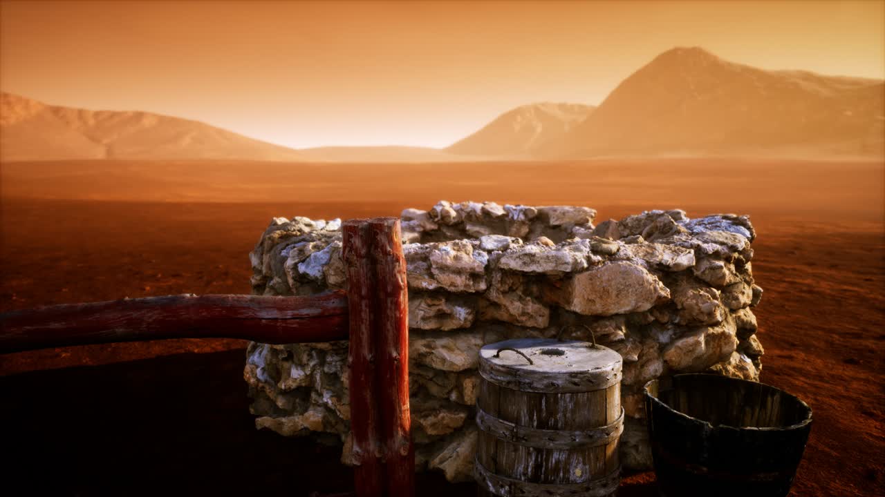 사막 의  ⁇ 은 돌 물 우물