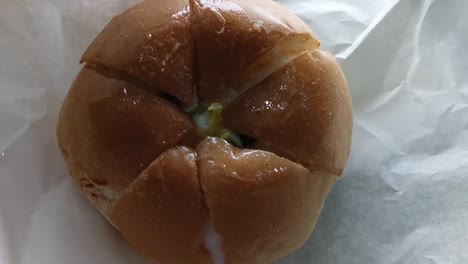 close up shot of flan bread