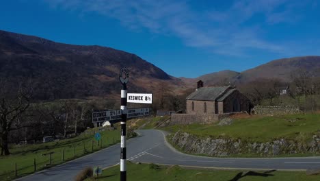 4k drone video of iconic spot in buttermere village, lake district, uk